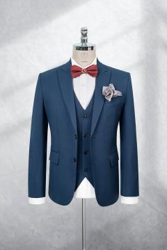 Bộ Suit Xanh Navy Họa Tiết Kẻ Sọc Modern Fit TGS381